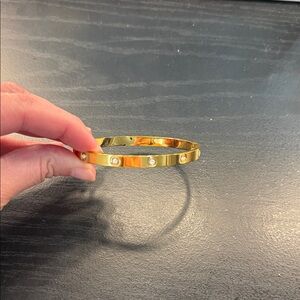 Amazon Gold-Tone Crystal Accent Bangle Bracelet